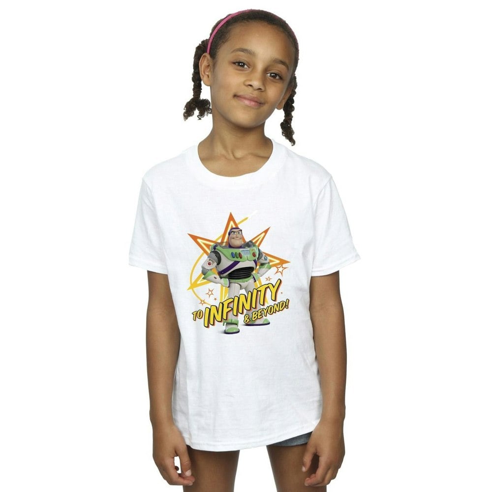 Disney Girls Toy Story Buzz To Infinity Cotton T-Shirt - White