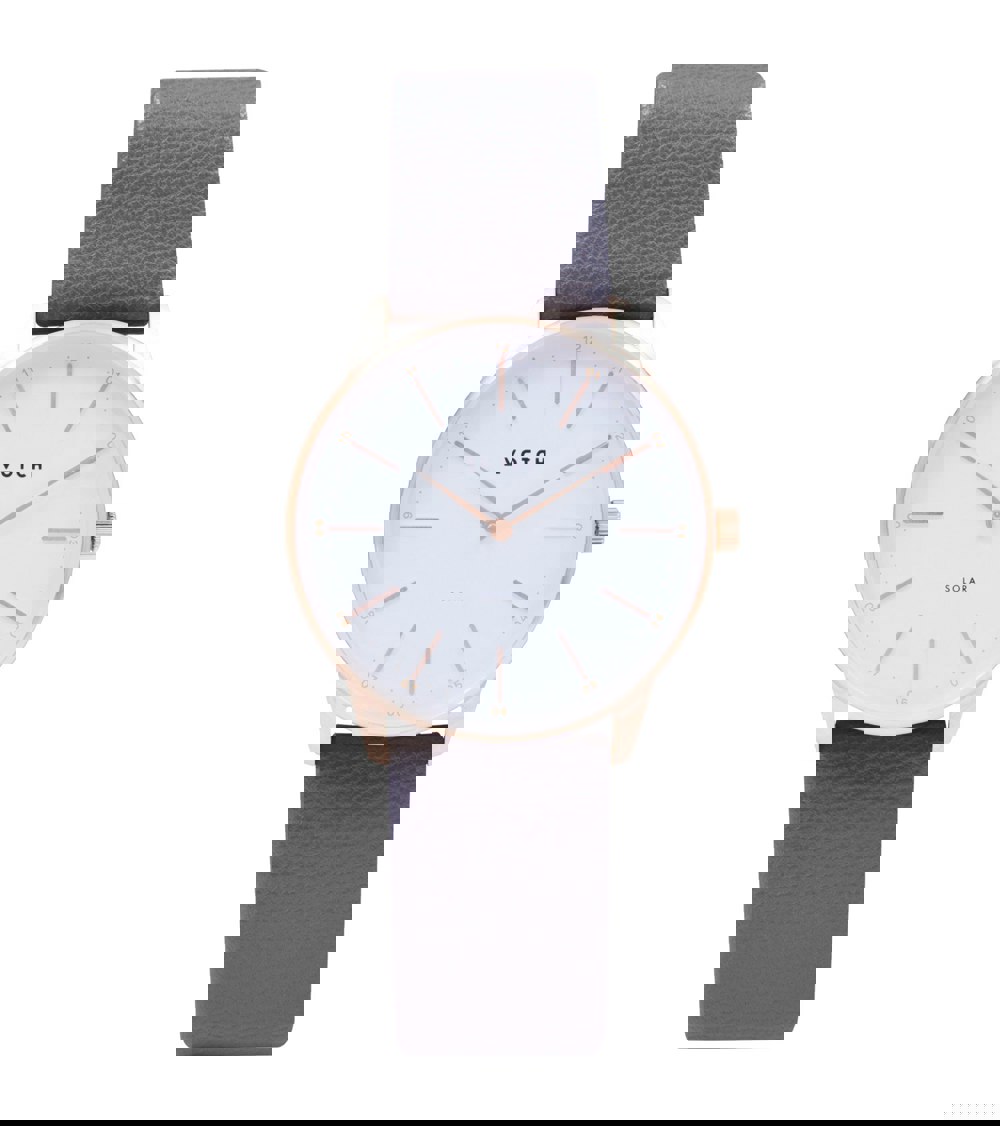 Votch Rose Gold & Steel Grey Watch | Solar Classic