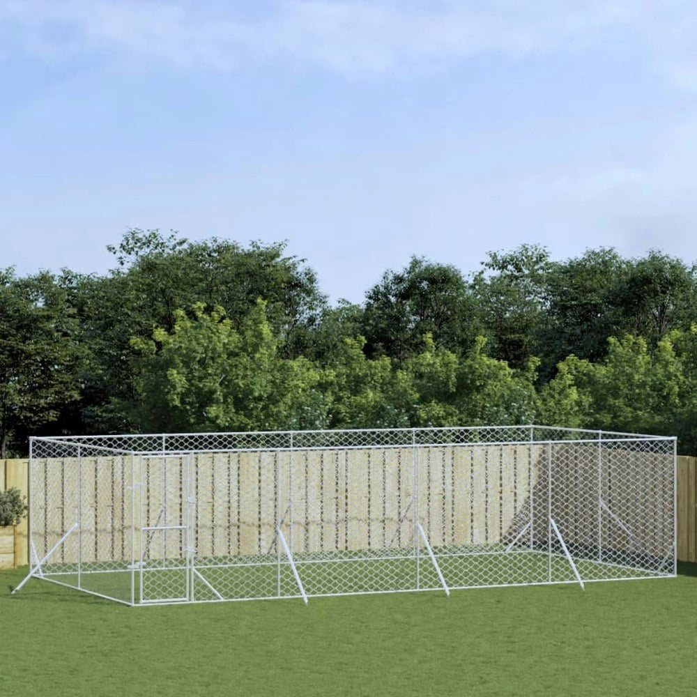 Berkfield Outdoor Dog Kennel Silver 8x4x2 m Galvanised Steel