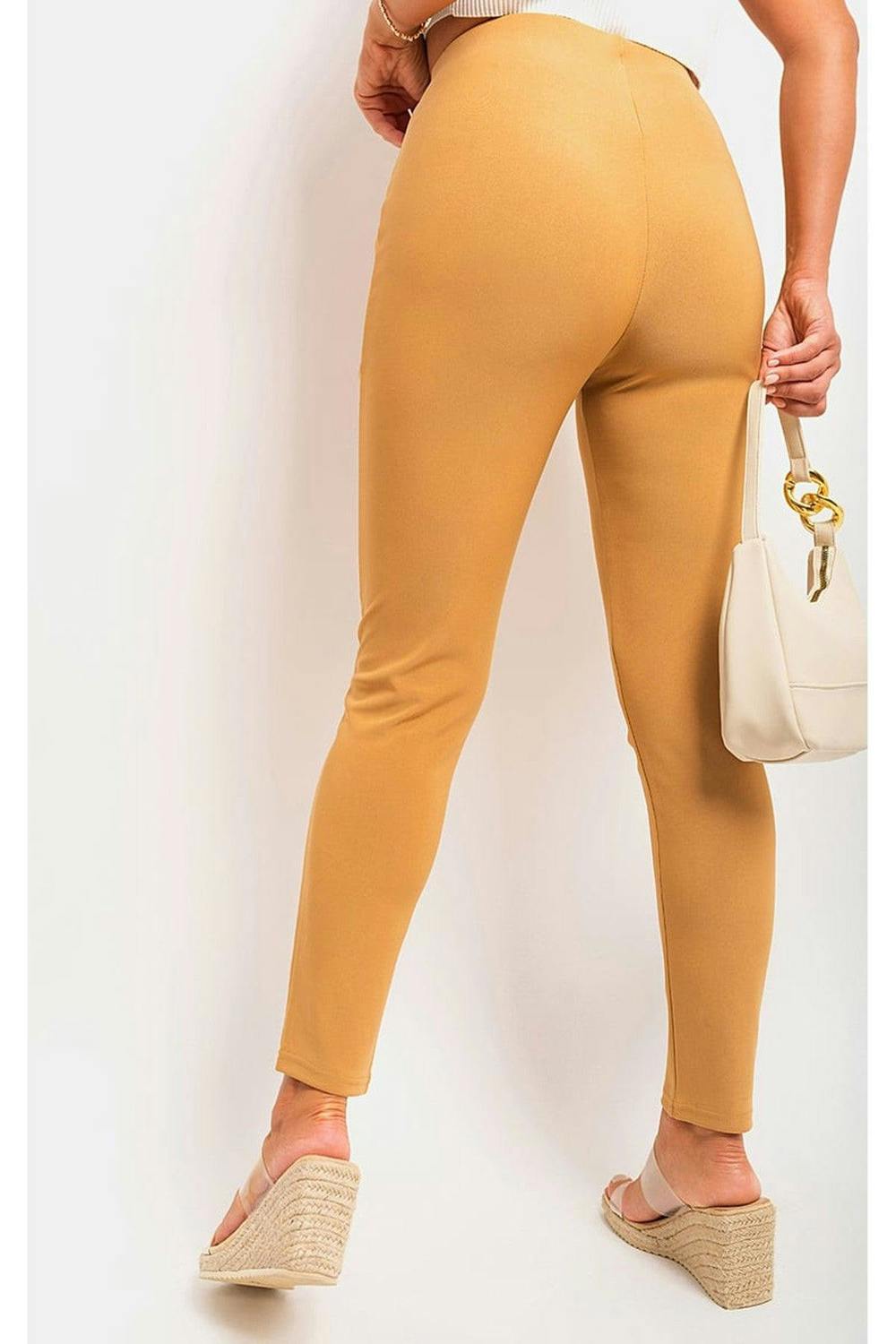 Jemma High Waisted Button Front Detail Trouser - Stone