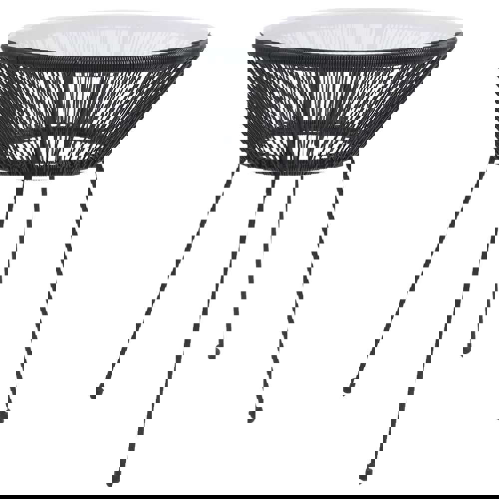 Berkfield Garden Dining Table Black 70x74 cm Rattan and Glass