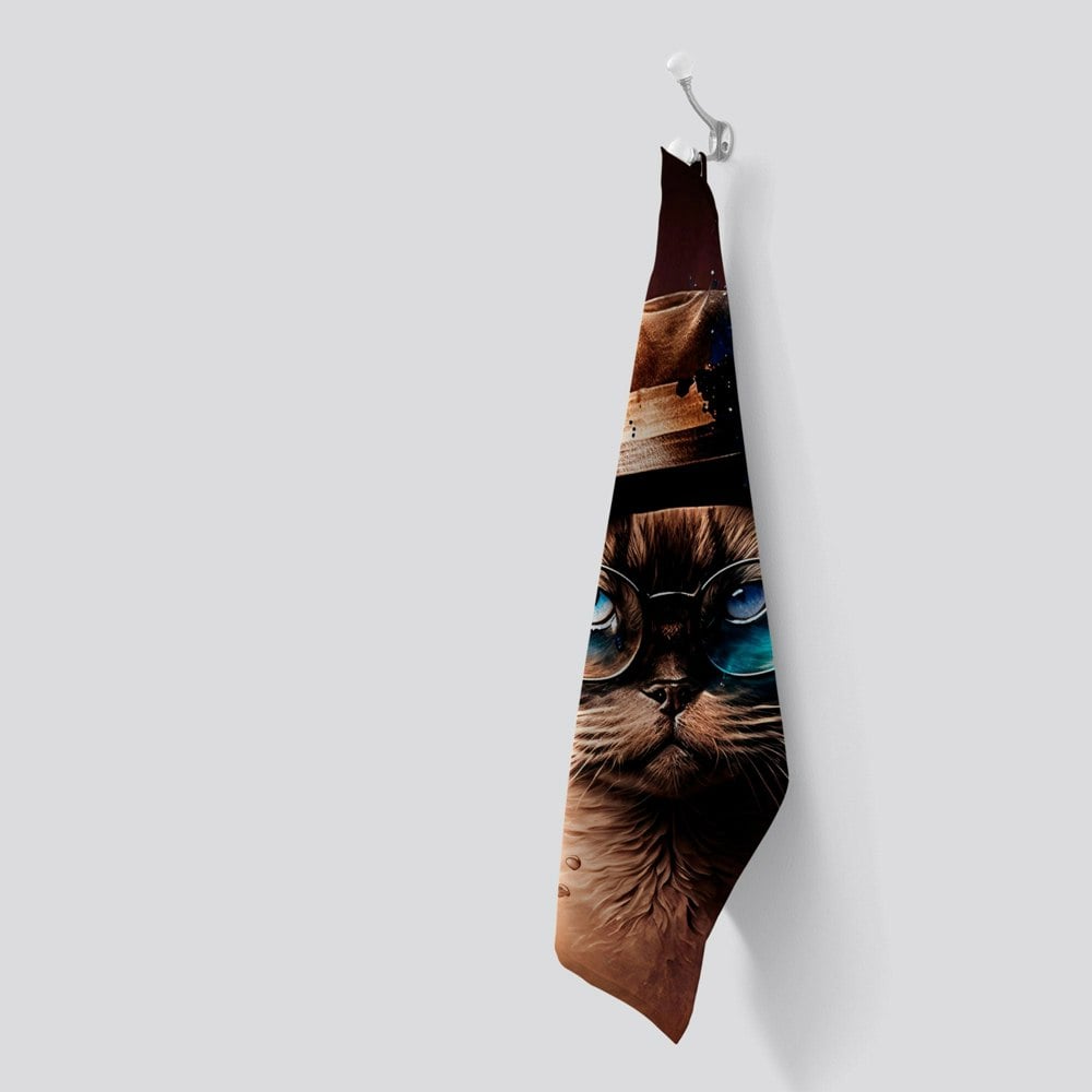 Warren Reed Siamese Cat Face Splashart Tea Towel