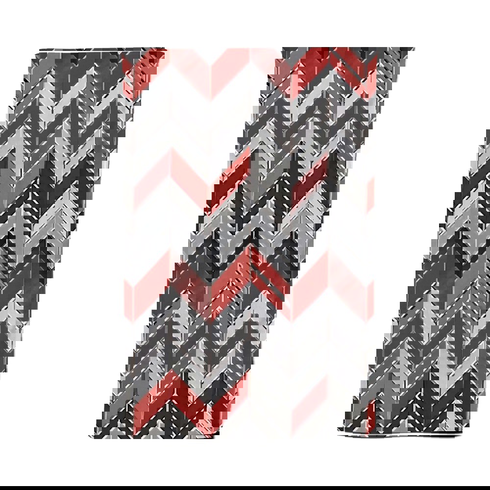 Warren Reed Red Grey Geometric Pattern Tea Towel