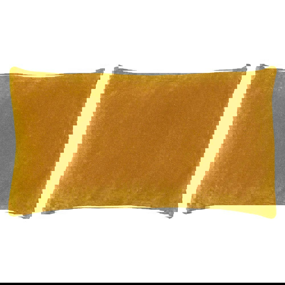 Furn Mangata Velvet Rectangular Cushion Cover - Ochre Yellow