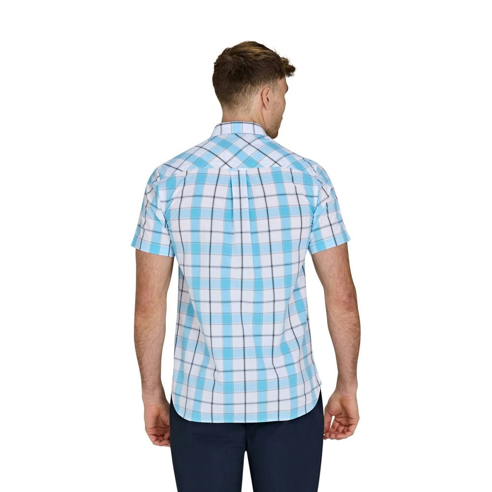 Raging Bull Mens Multi Check Short-Sleeved Shirt - Mid Blue