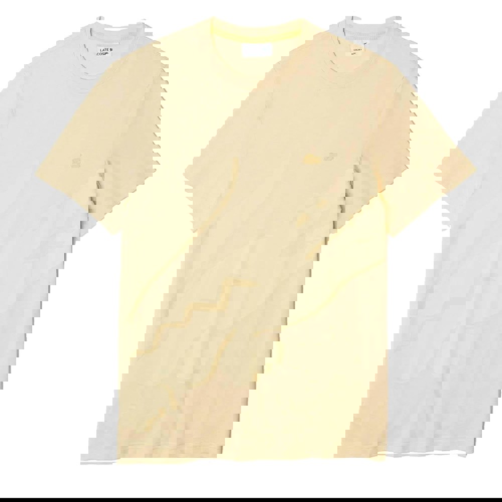 Lacoste Mens Crocodile Print Crew Neck T-Shirt - Yellow