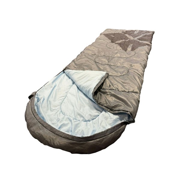 The black OLPRO X Stafford Sleeping bag slightly open showing the inner material on a white background.