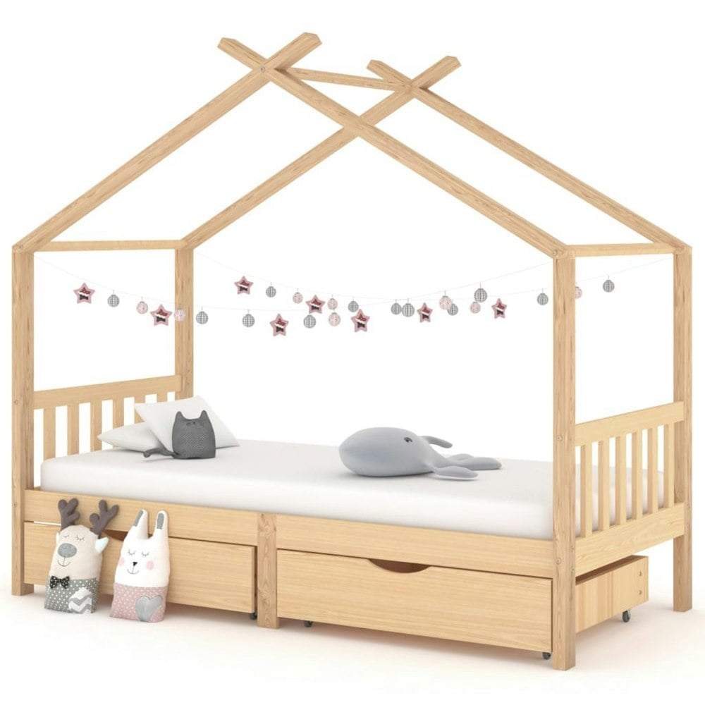 Berkfield Kids Bed Frame with Drawers Solid Pine Wood 90x200 cm