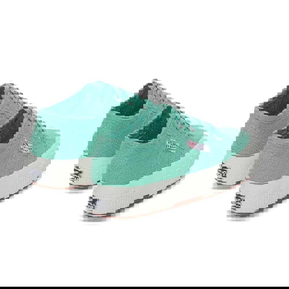 Superga Childrens/Kids 2750 Jcot Leather Trainers - Green Water/Avorio