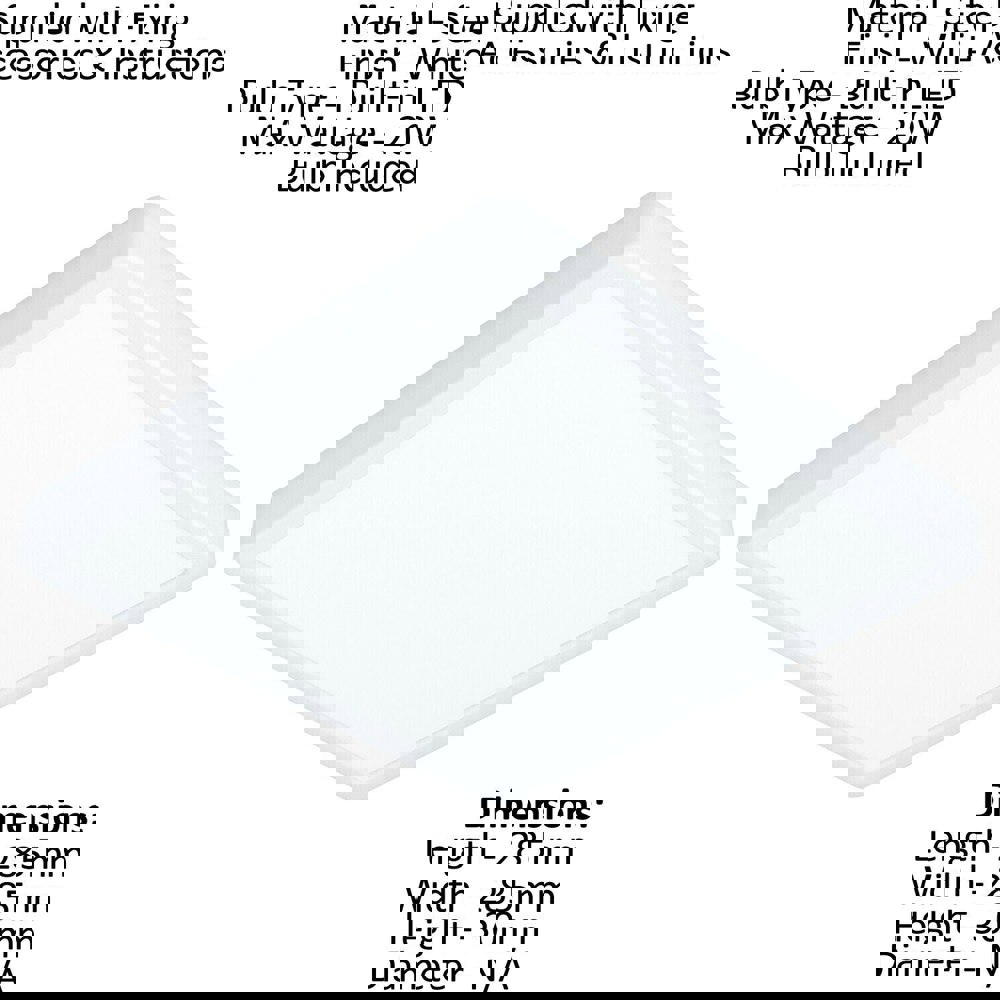 2 PACK Wall Flush Ceiling Light White Shade Square White Plastic LED 20W Incl Loops