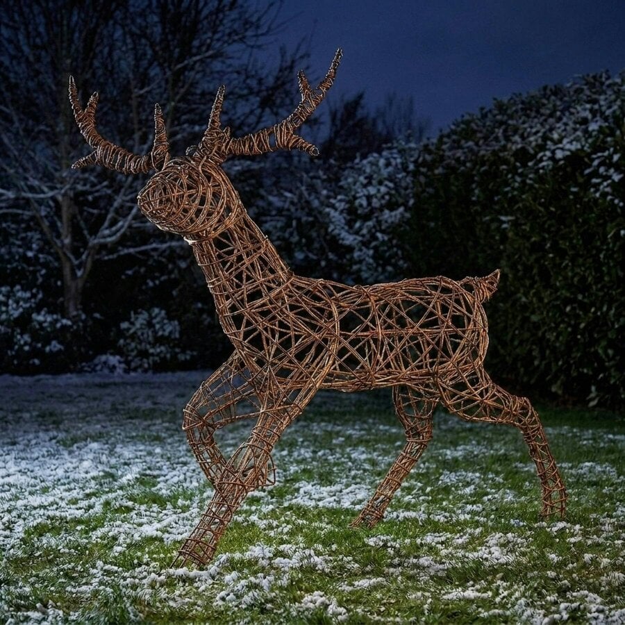Garden Greatness Multi Action Lit Rattan Stag Garden Decoration
