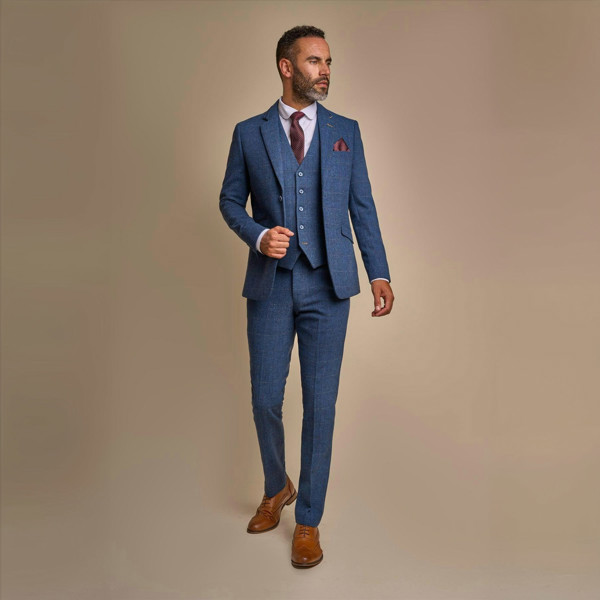 Carnegi Blue Three Piece Suit Front