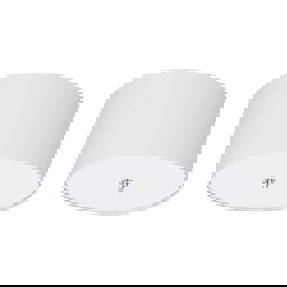 Flush Ceiling Light Colour Satin Nickel Shade White Fabric Glass Bulb E27 3x60W Loops