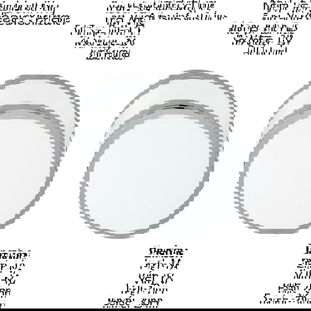 2 PACK Wall Flush Ceiling Light Colour White Shade White Chrome Plastic LED 18W Loops