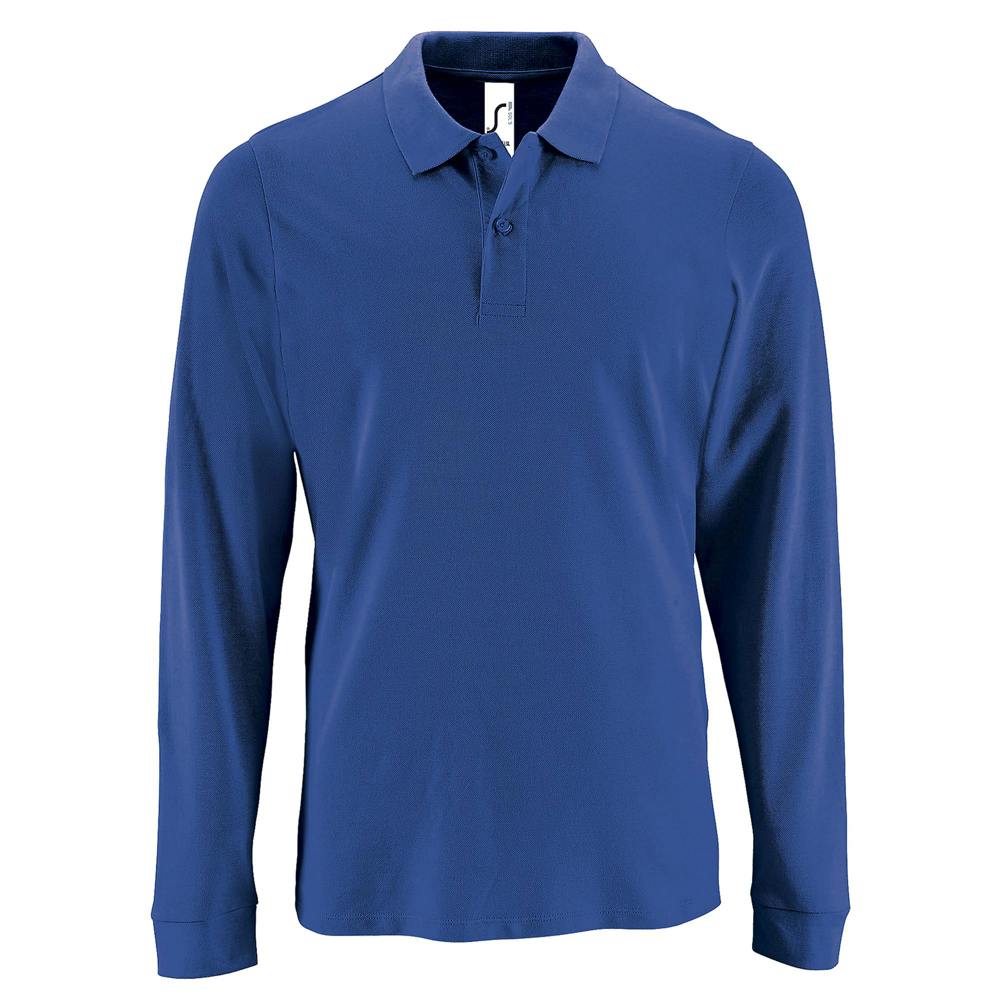 SOLS Mens Perfect Long Sleeve Pique Polo Shirt - Royal Blue - Royal Blue - 100% Cotton