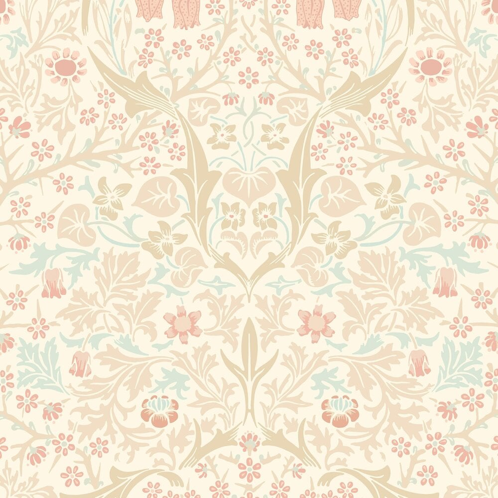 Hoopla Walls Blackthorn Damask - Soft Coral & Straw 10m Wallpaper