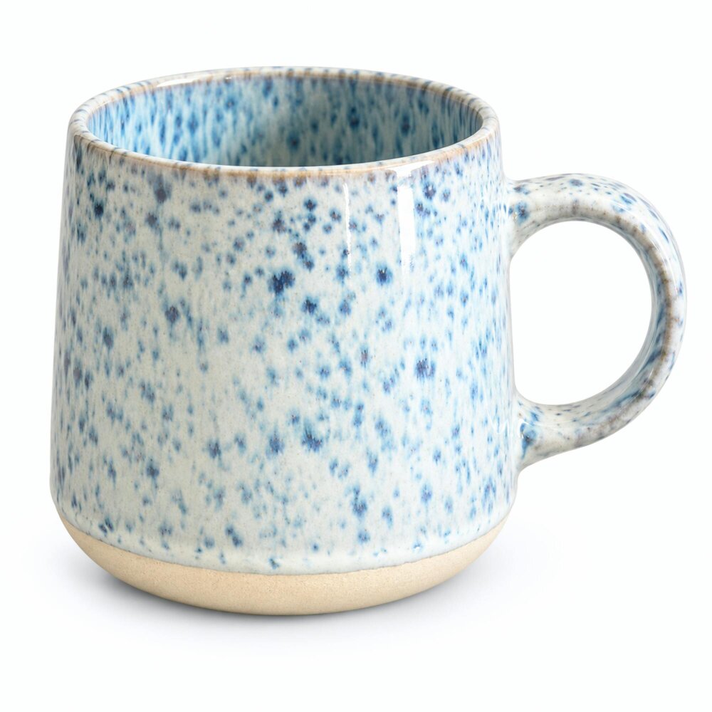 Skandi Home Lotus Set of 2 Pale Blue Reactive Speckle Glaze Ceramic Mugs 430ml