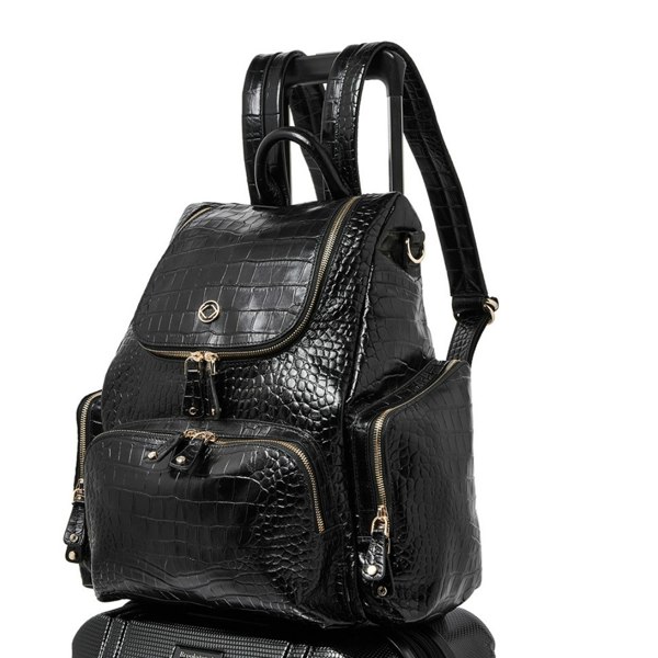 KeriKit England Amber Embossed Leather Backpack - Black