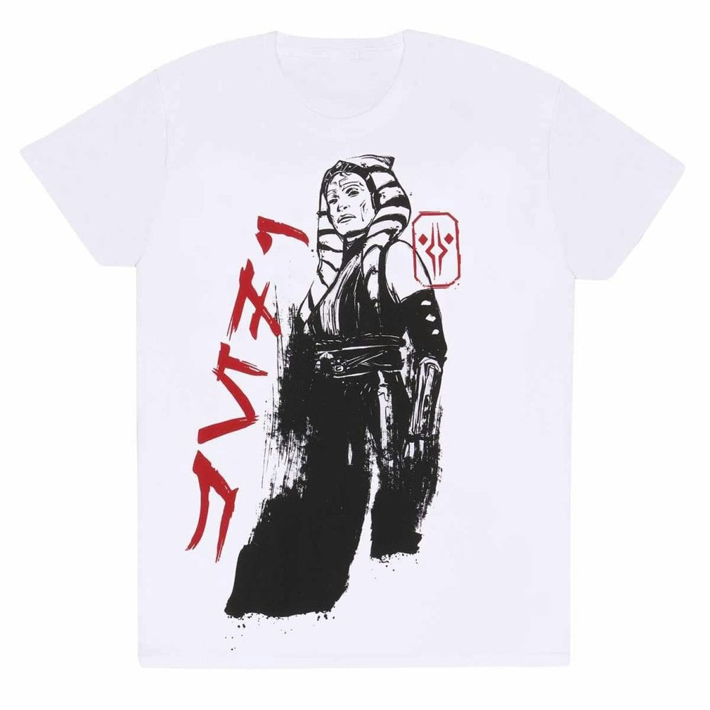 Star Wars Unisex Adult Ahsoka Ink Text T-Shirt - White