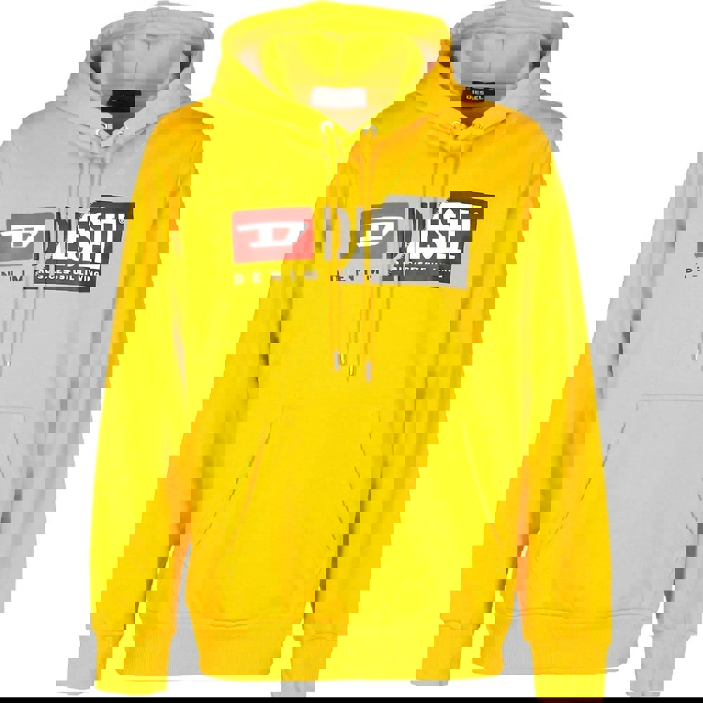 Diesel Denim Division Split Logo Yellow Hoodie M