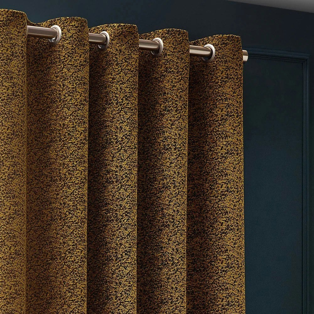 Paoletti New Galaxy Chenille Eyelet Curtains - Gold