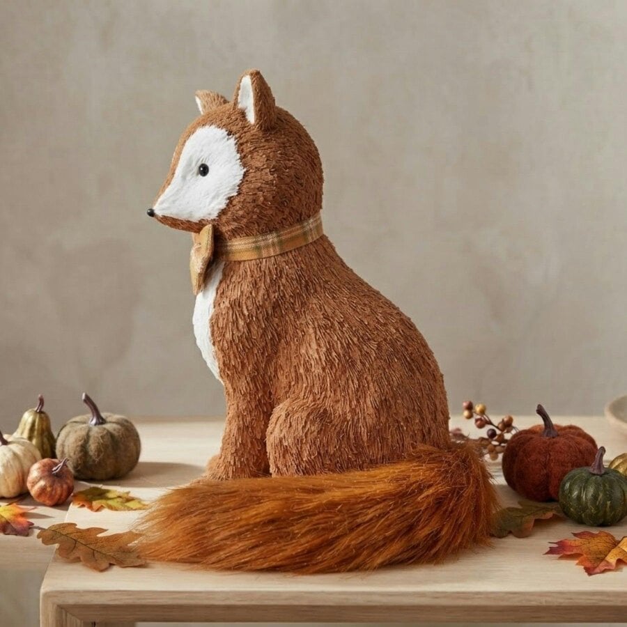 Garden Greatness Autumn Sitting Rustic Fox with Fluffy Tail Ornament