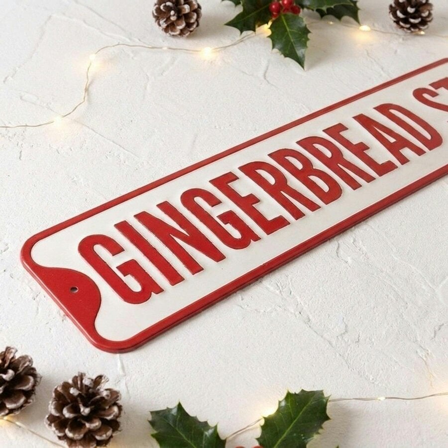 Garden Greatness Festive Gingerbread Street Metal Sign