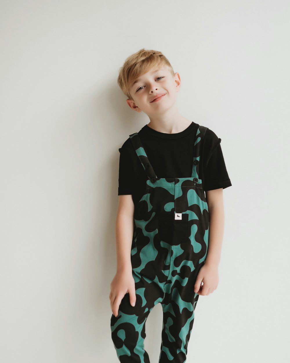 Green Abstract Swirl Print Dungarees - image 1