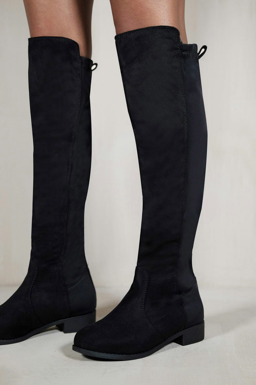Where's That From Diem Over the Knee Pull on Boots With Low Heel in Black Suede