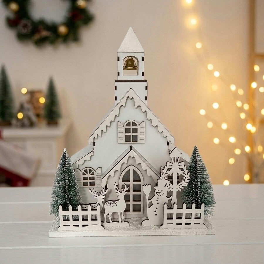 Garden Greatness Detailed Wooden LED Christmas Church
