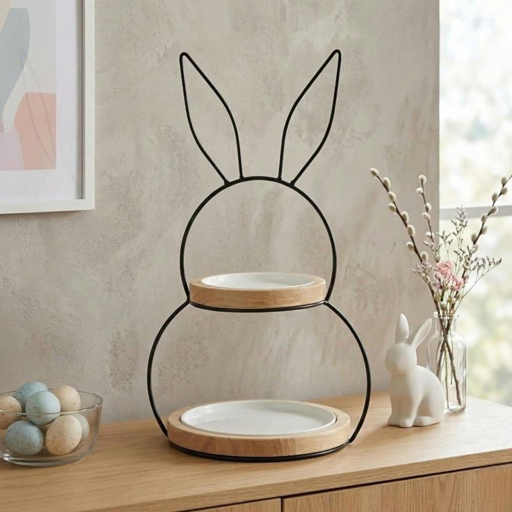 Garden Greatness 2 Tier Bunny Rabbit Cake Stand