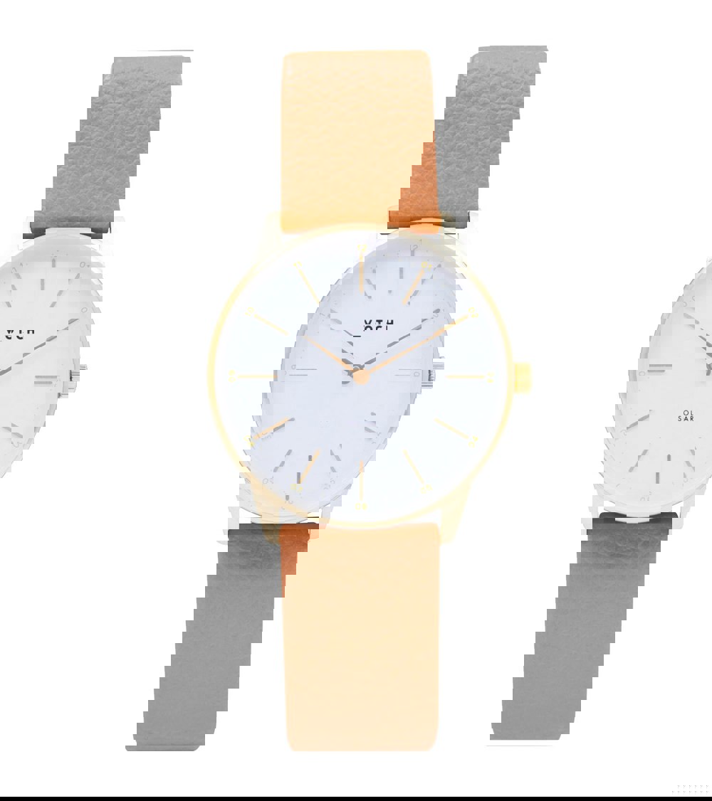 Votch Gold & Tan Watch | Solar Classic