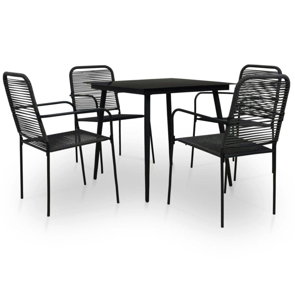 Berkfield 5 Piece Garden Dining Set Cotton Rope and Steel Black