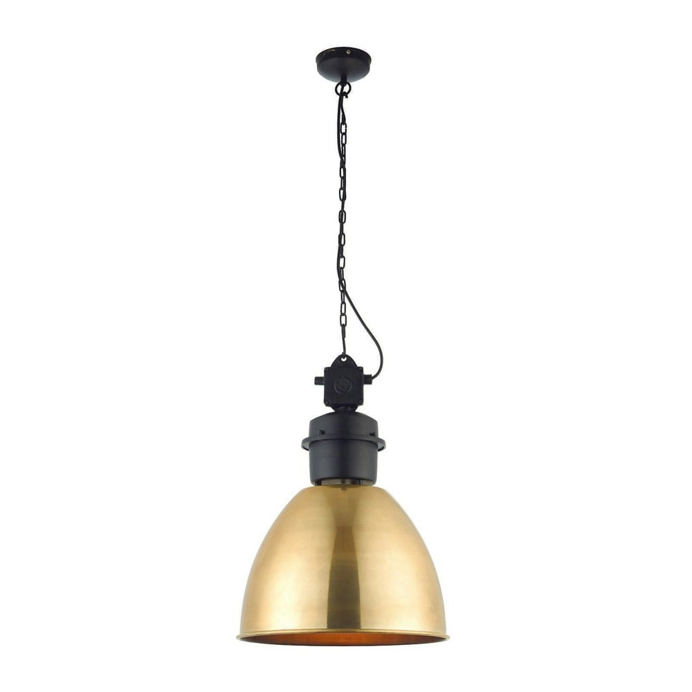 Ceiling Pendant Light Antique Brass Paint & Matt Black 40W E27 GLS Loops