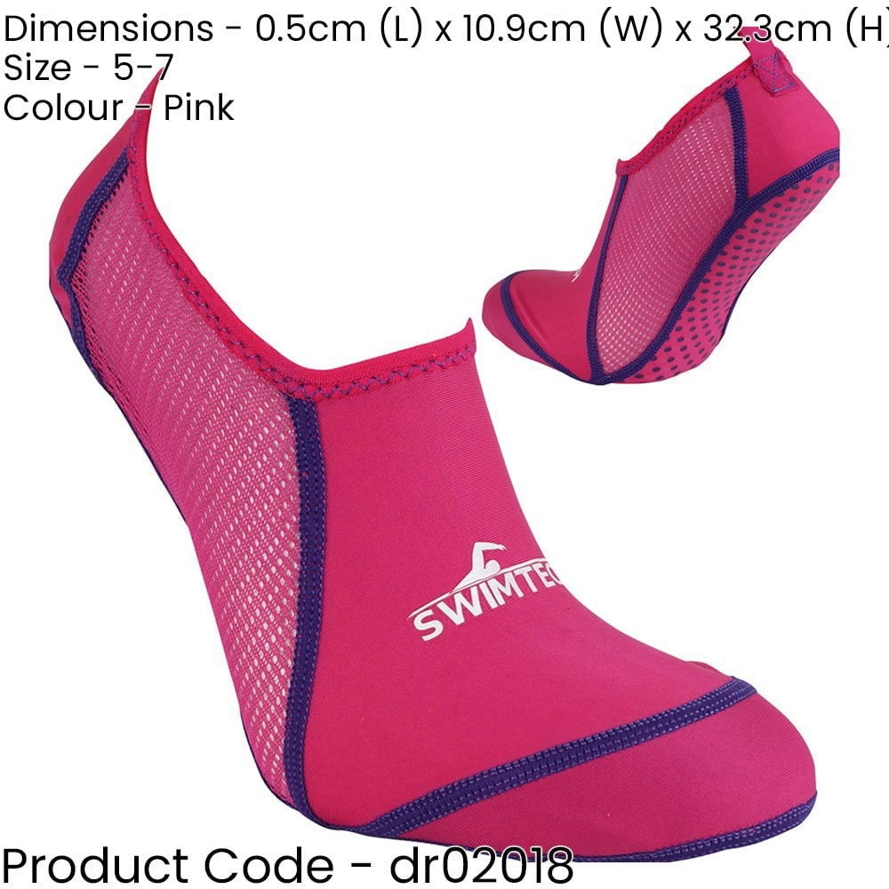 ADULT Size 5-7 Swimming Socks - Pink - Breathable Pool Grip Anti Infection