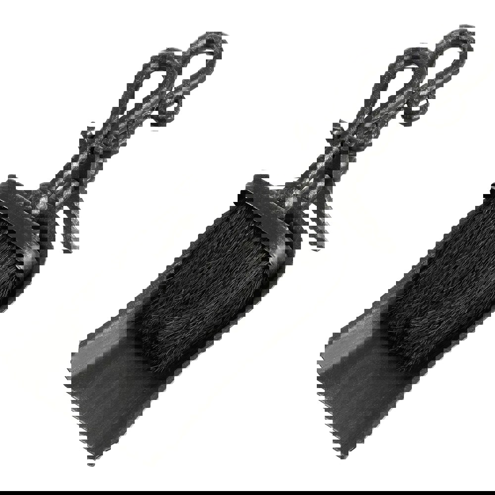 Hill Interiors Black Brushed Steel Crook Top Hearth Tidy Set - Silver/Black/Grey