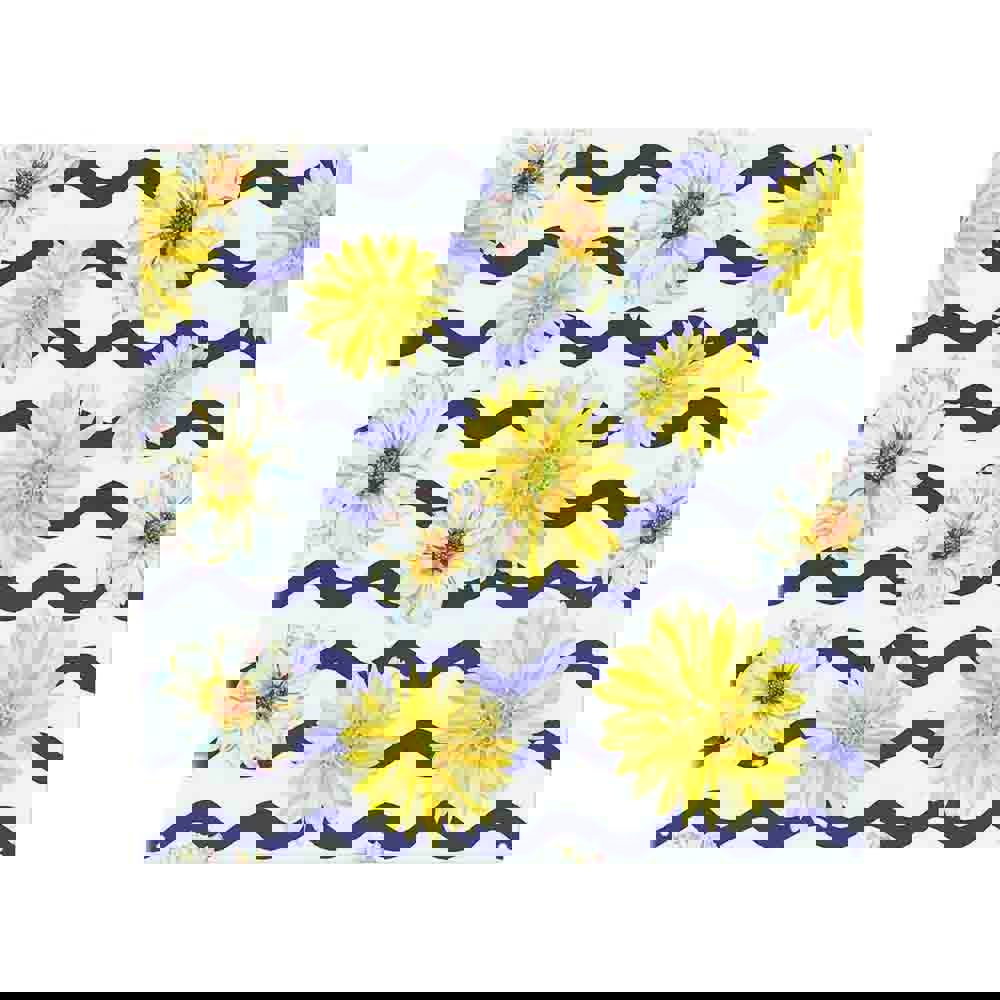 Benjamin Tate Design Bright Yellow Flowers & Zig Zags Splash Back