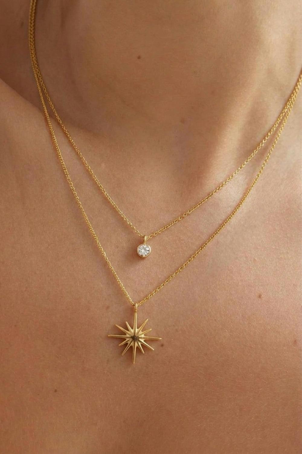 Serla Gold Plated Star Layered Necklace