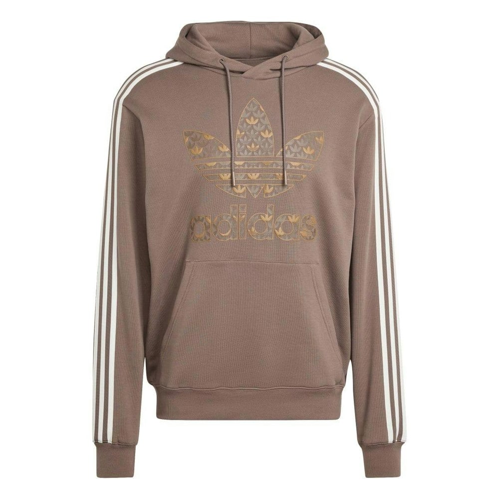 Adidas Mens Classic Mono Print Hoodie - Brown