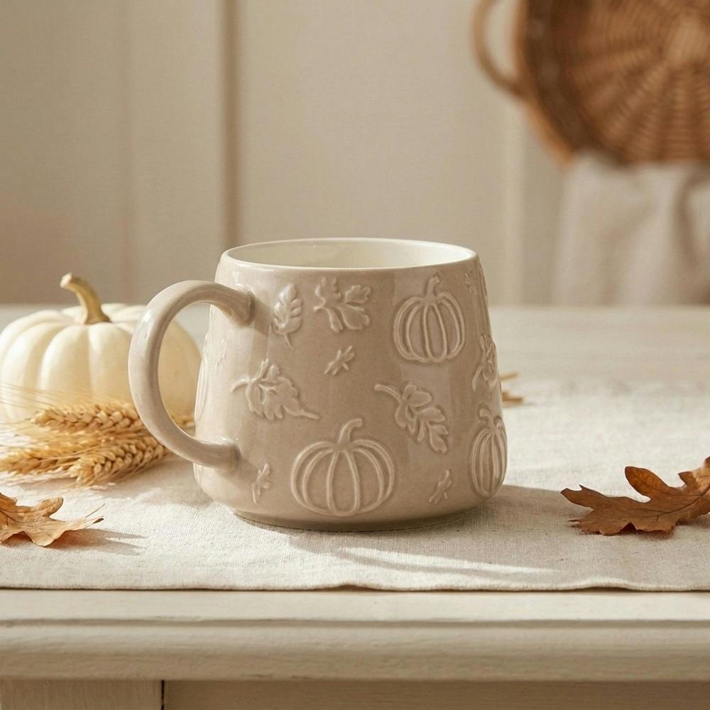 Garden Greatness Neutral Glazed Fall Pumpkin Mug