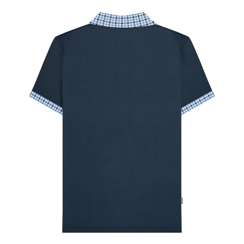Lambretta Mens SS25 Gingham Polo Shirt - Navy