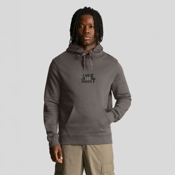 Lyle & Scott Embroidered Logo Pull-over Hoodie - Gunmetal