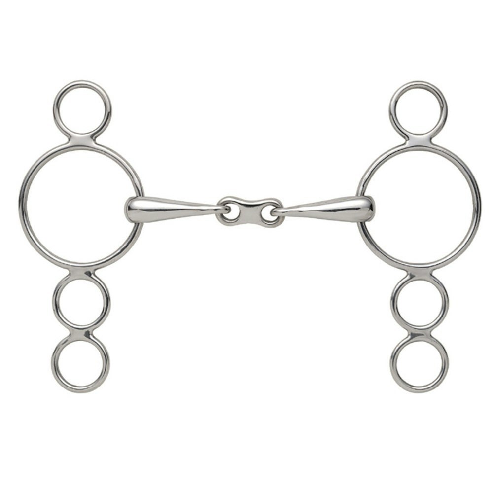 Shires French Link Horse 3 Ring Gag Bit - Silver