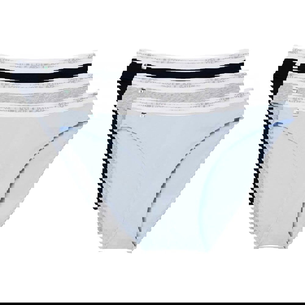 Lacoste Mens Cotton Stretch Briefs (Pack of 3) - Blue/Grey/Black