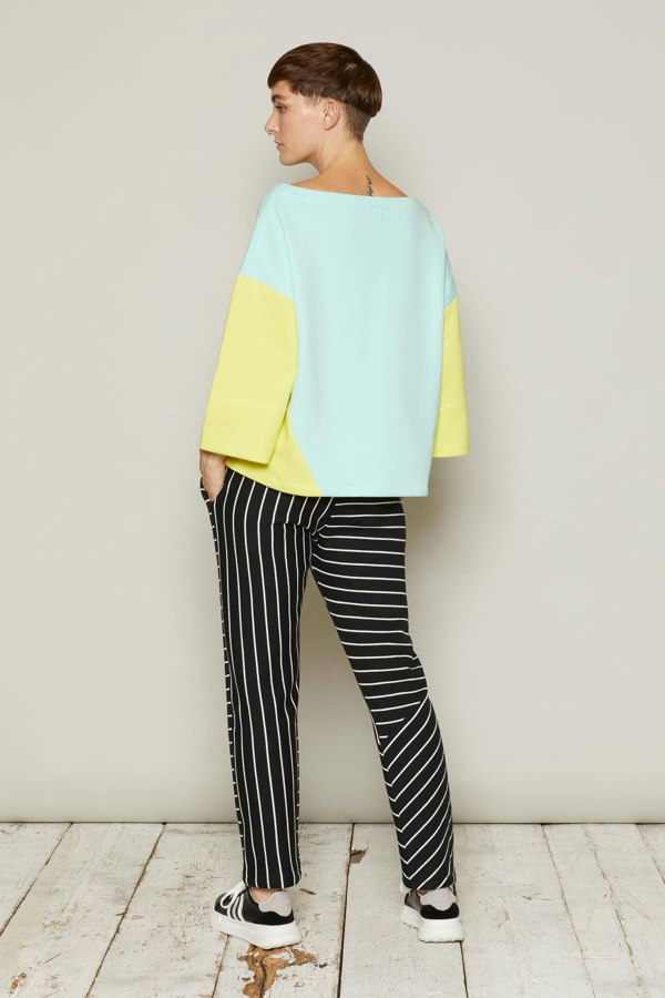 Bo Carter Debbie Organic Fleece Oversized Top - Mint & Yellow