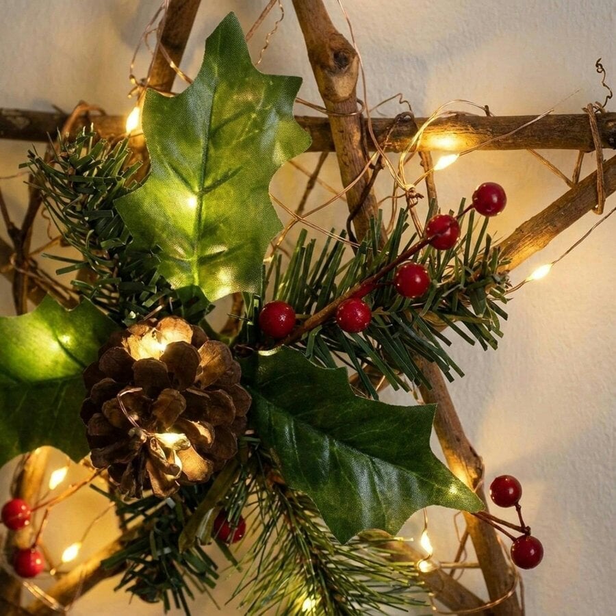 Garden Greatness Pre-Lit Rattan Hanging Christmas Star Decoration