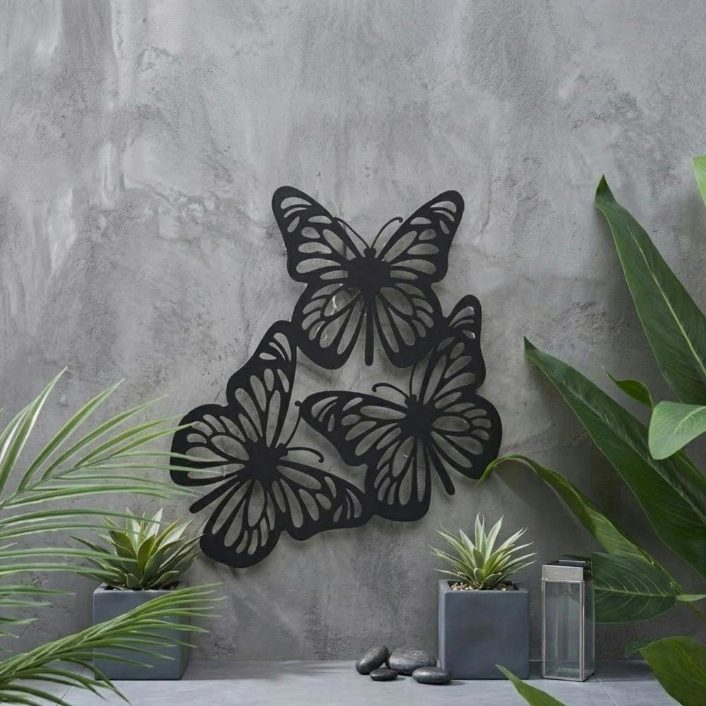 Garden Greatness Lunaria 3 Butterfly Solar Wall Art Light