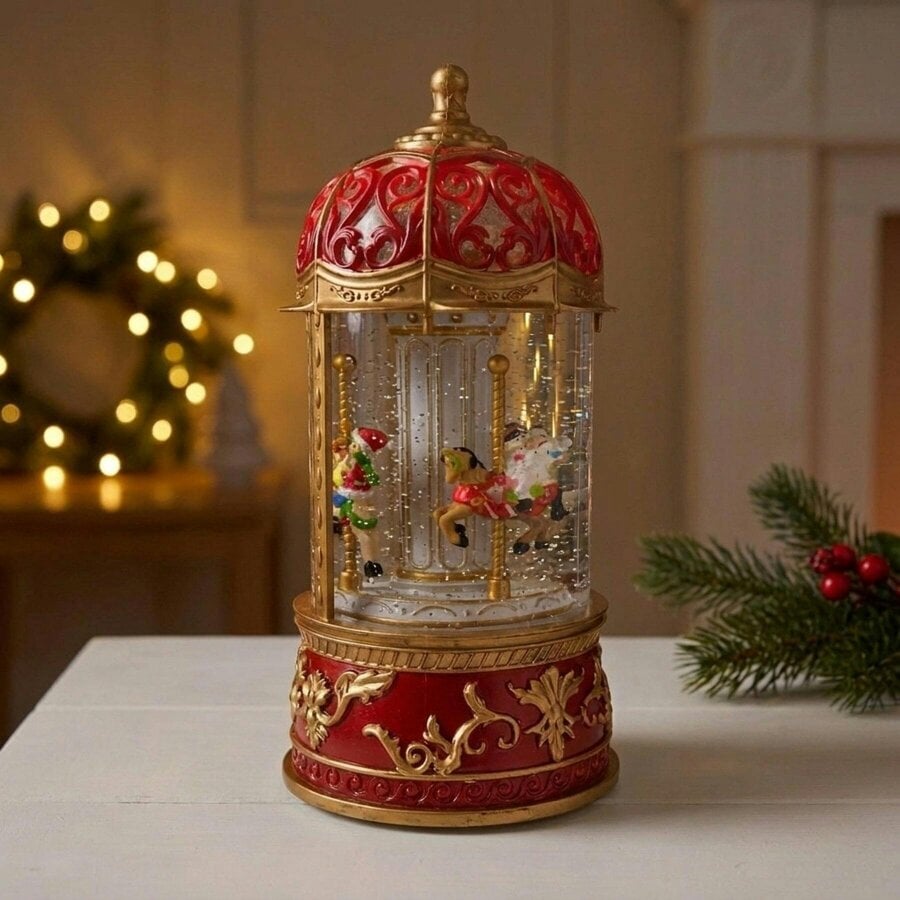 Garden Greatness Festive Carousel Illuminated Snow Globe