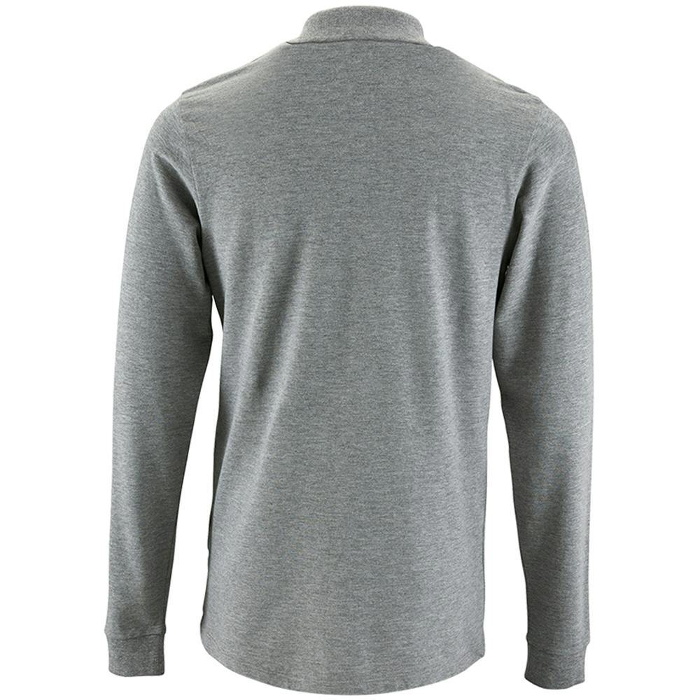 SOLS Mens Perfect Long Sleeve Pique Polo Shirt - Grey Marl
