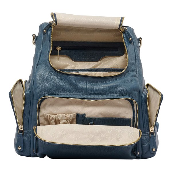 KeriKit England Amber Leather Backpack - Denim Blue